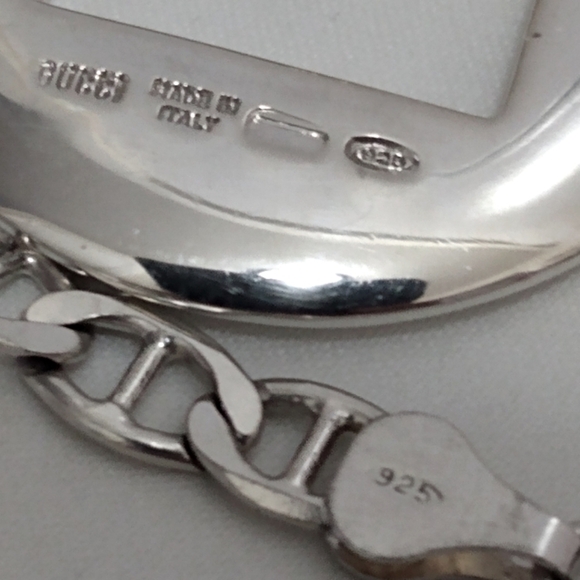 Gucci Square G Cut Out Sterling Silver Nickel - Picture 11 of 12